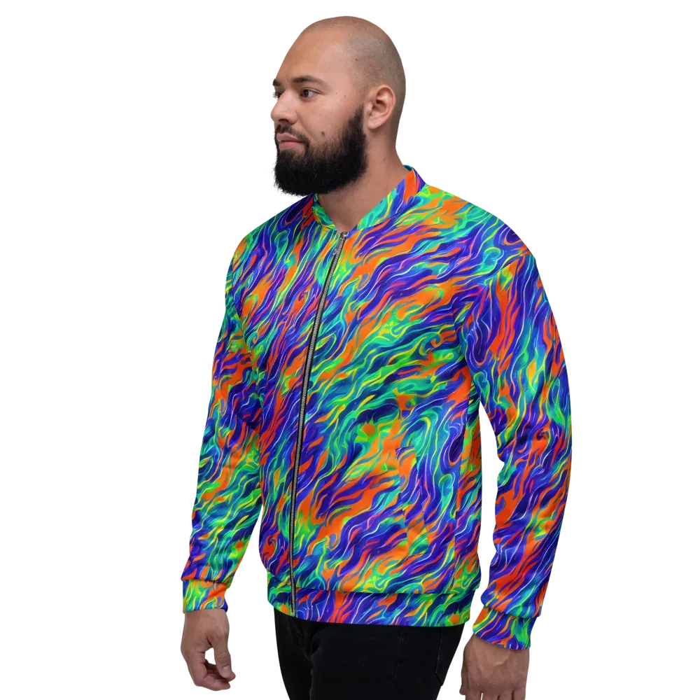 Blue Flame Motion on Bomber Jacket — Left