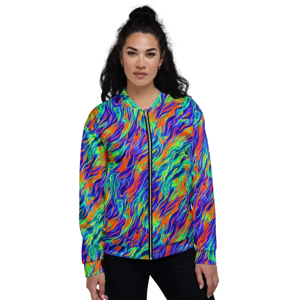 Blue Flame Motion on Bomber Jacket — Front