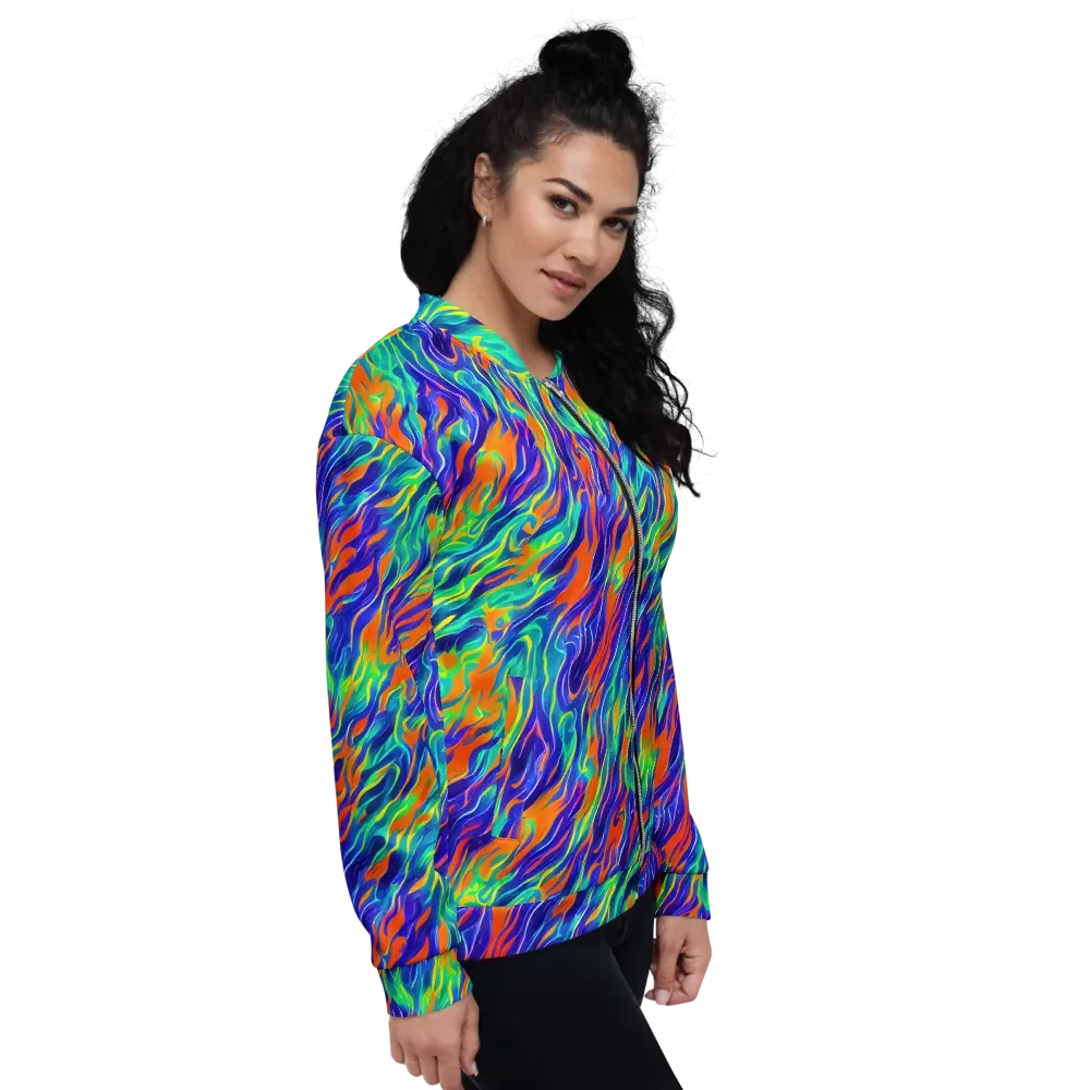 Blue Flame Motion on Bomber Jacket — Right