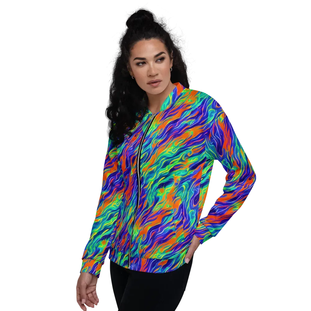 Blue Flame Motion on Bomber Jacket — Left