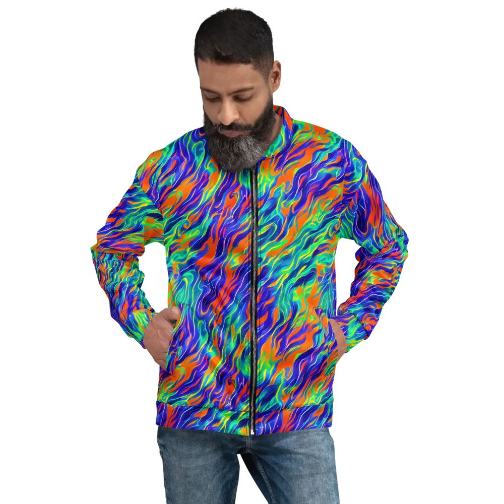 Blue Flame Motion on Bomber Jacket — Front