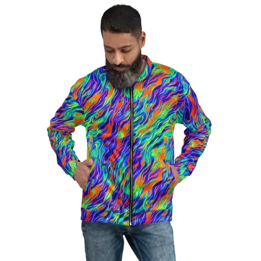 Blue Flame Motion on a Bomber Jacket