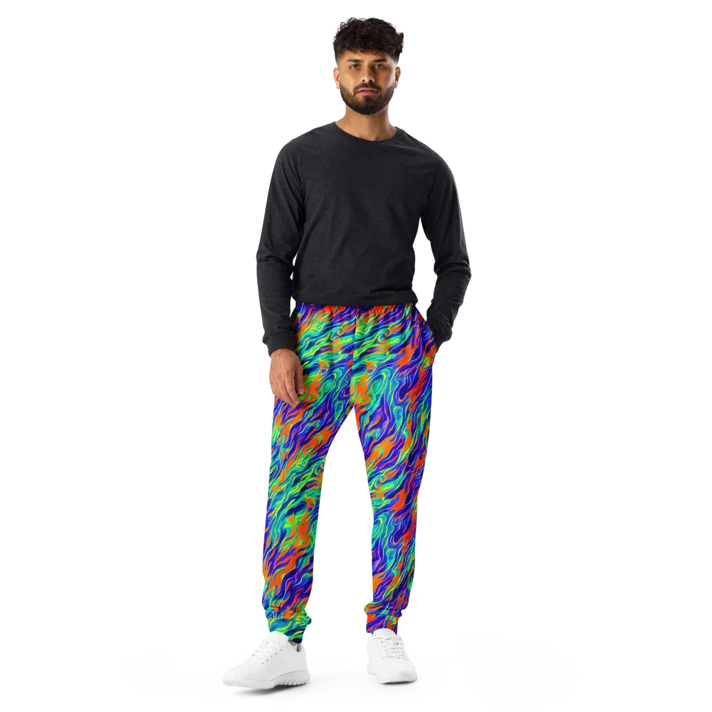 Blue Flame Motion on Men's Joggers — Front