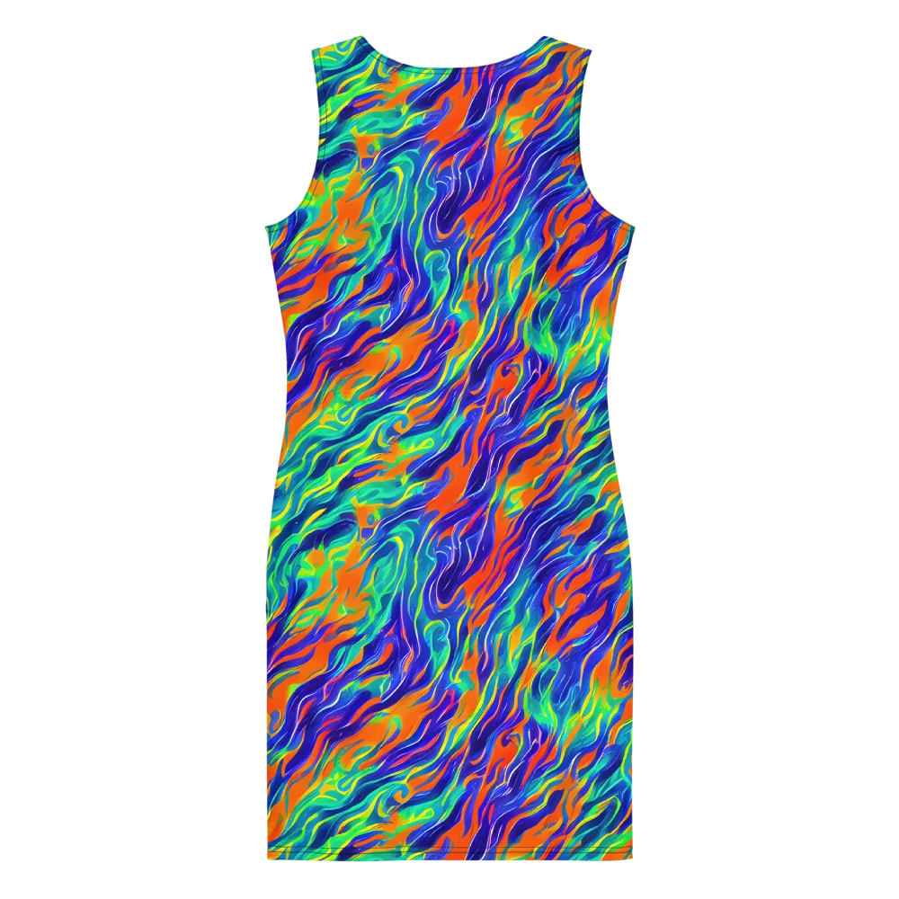 Blue Flame Motion on Bodycon Dress — Back