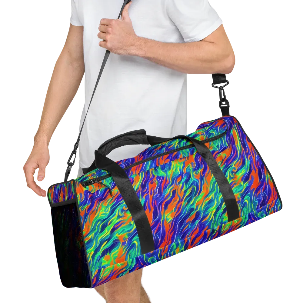 Blue Flame Motion on Duffle Bag — Right Front
