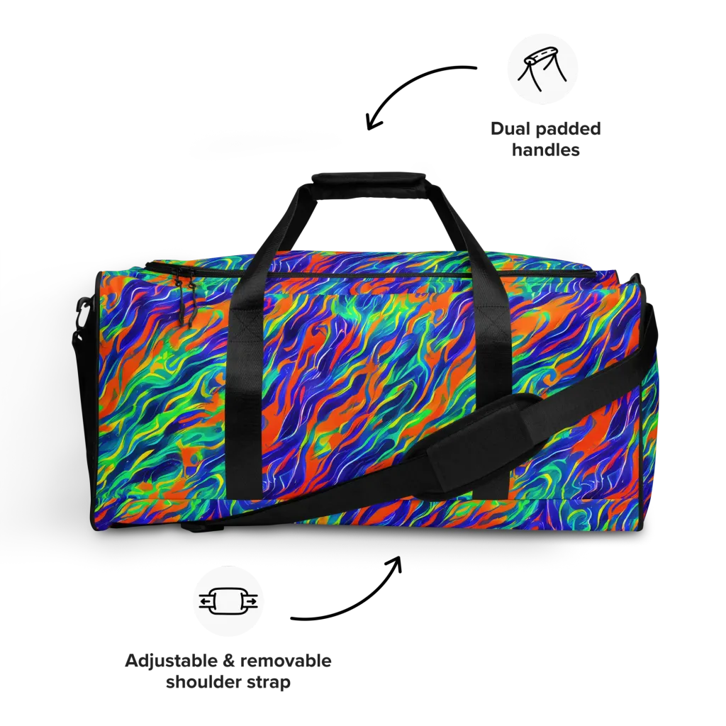 Blue Flame Motion on Duffle Bag — Front