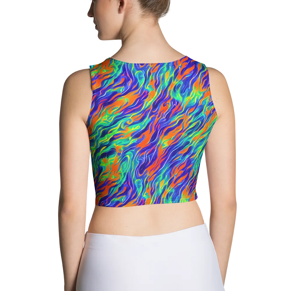 Blue Flame Motion on Crop Top — Back