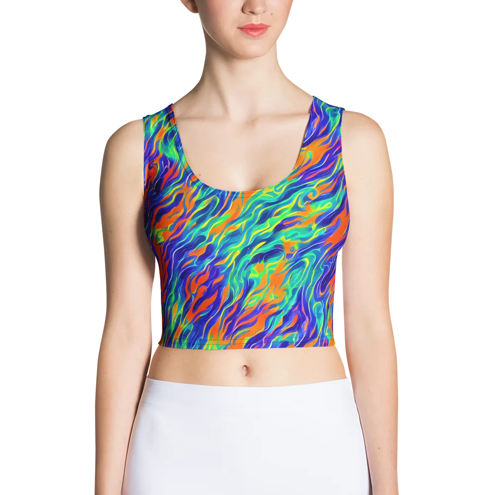 Blue Flame Motion on Crop Top — Front
