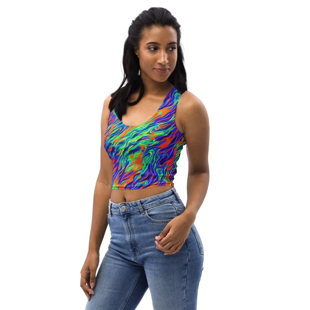 Blue Flame Motion on Crop Top — Left Front