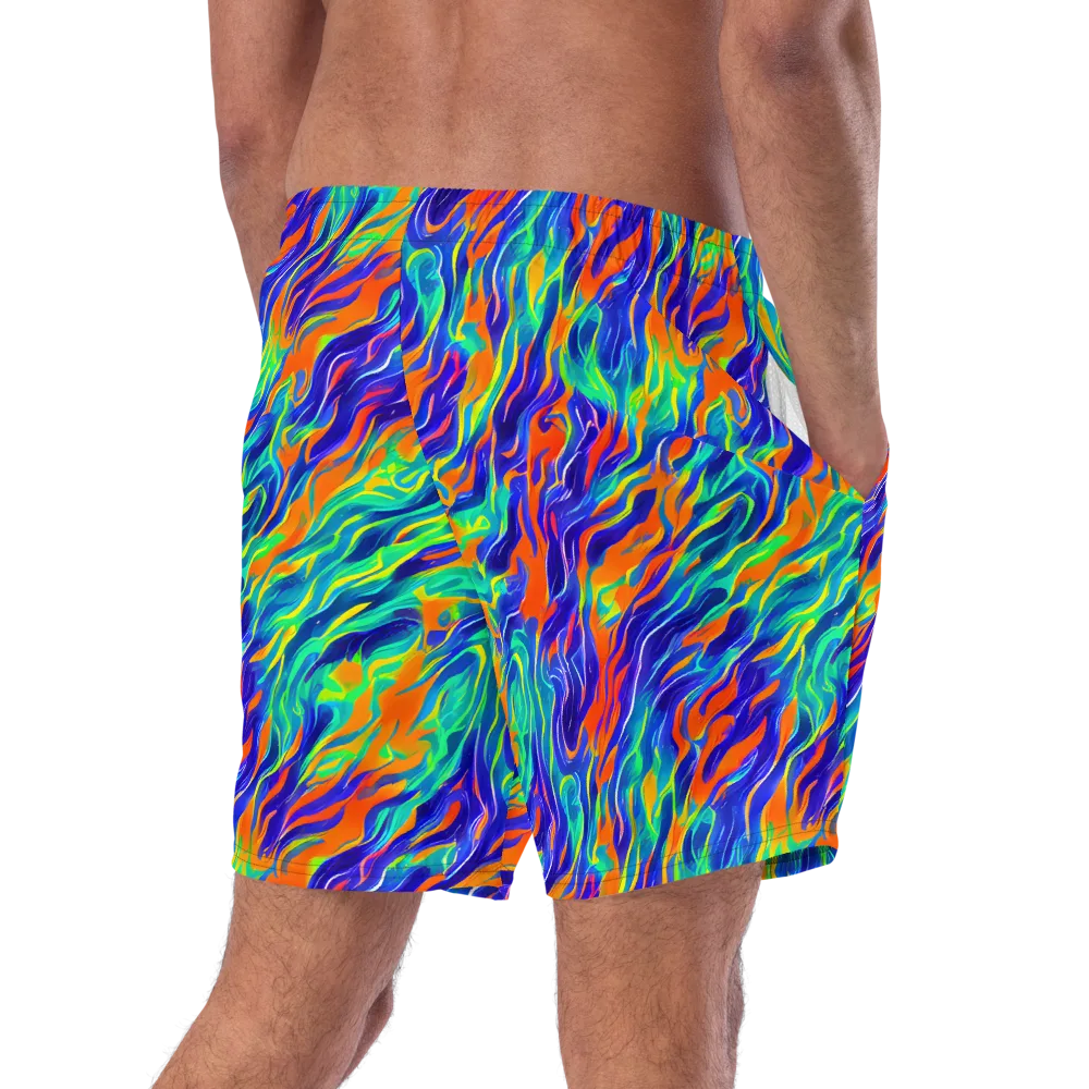Blue Flame Motion on Swim Trunks — Right Back