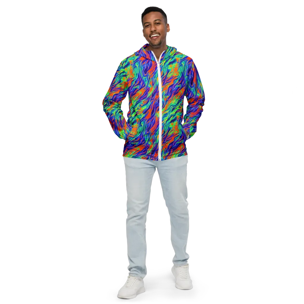 Blue Flame Motion on Men's Windbreaker — Front