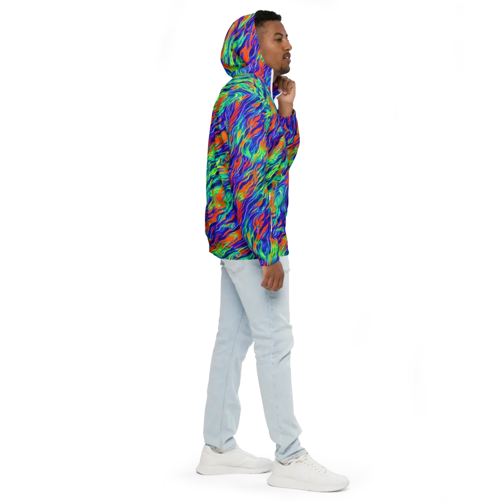 Blue Flame Motion on Men's Windbreaker — Right