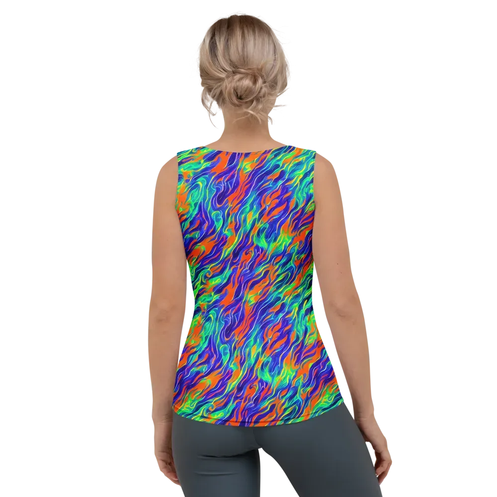 Blue Flame Motion on Women's Tank Top — Back
