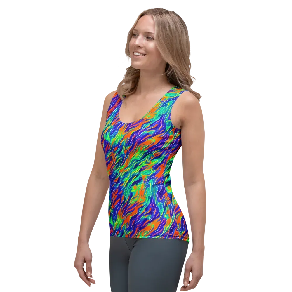 Blue Flame Motion on Women's Tank Top — Left Front