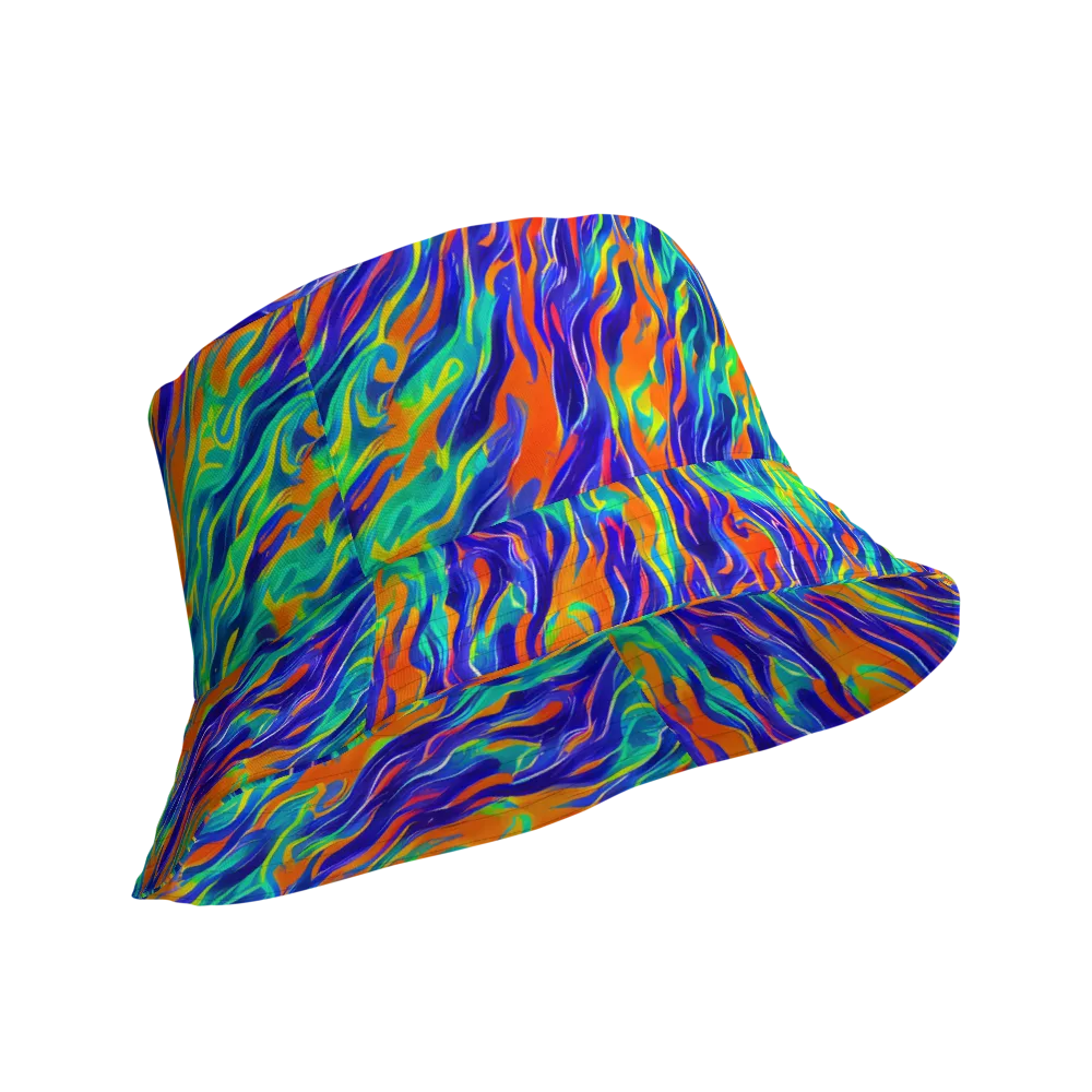 Blue Flame Motion on Reversible Bucket Hat — Product details Outside