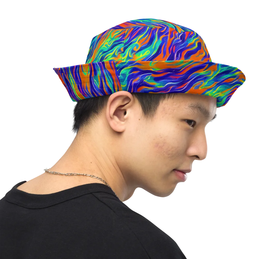 Blue Flame Motion on Reversible Bucket Hat — Right Outside