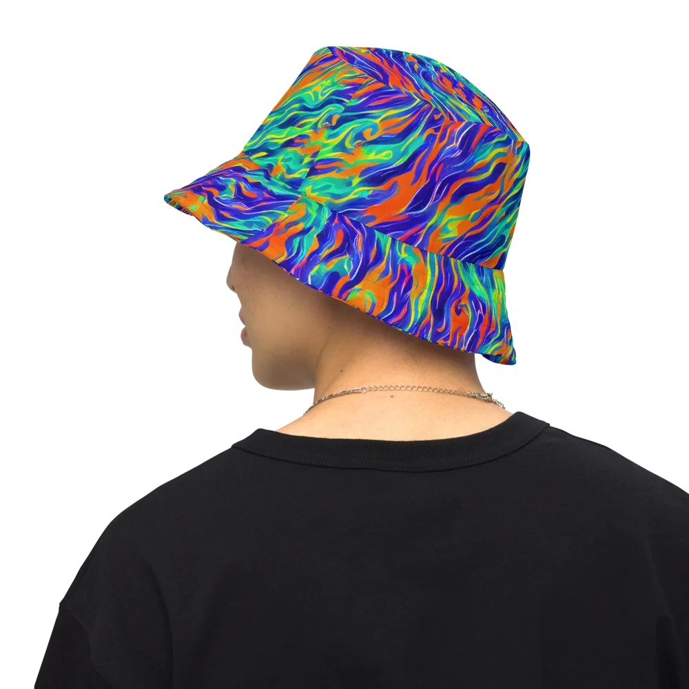 Blue Flame Motion on Reversible Bucket Hat — Back Inside