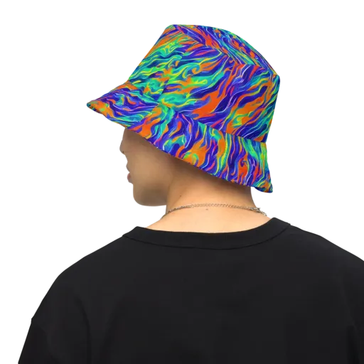 Blue Flame Motion on a Reversible Bucket Hat