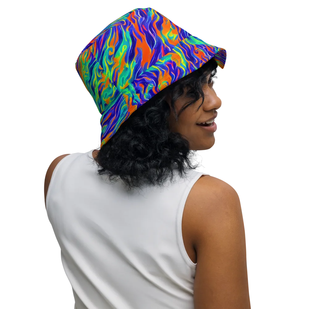 Blue Flame Motion on Reversible Bucket Hat — Right Outside