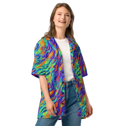 Blue Flame Motion on a Button Shirt