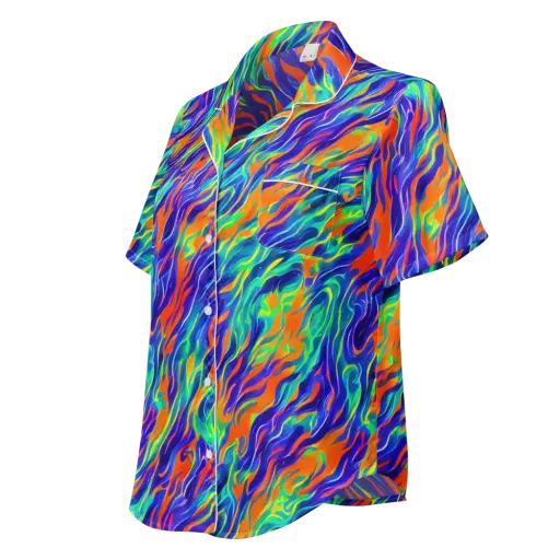 Blue Flame Motion on a Women's Short Sleeve Pajama Top