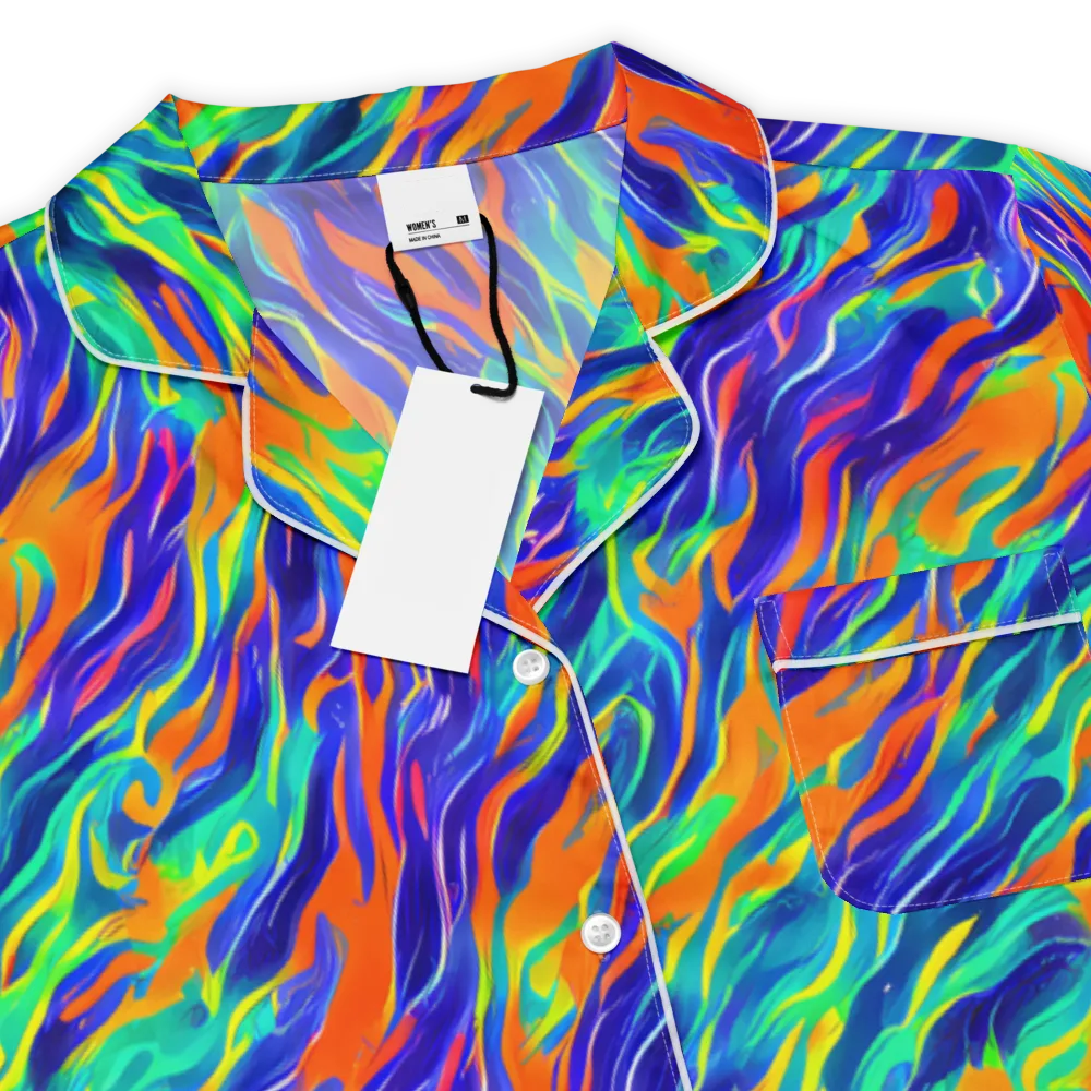 Blue Flame Motion on Women's Short Sleeve Pajama Top — Product details