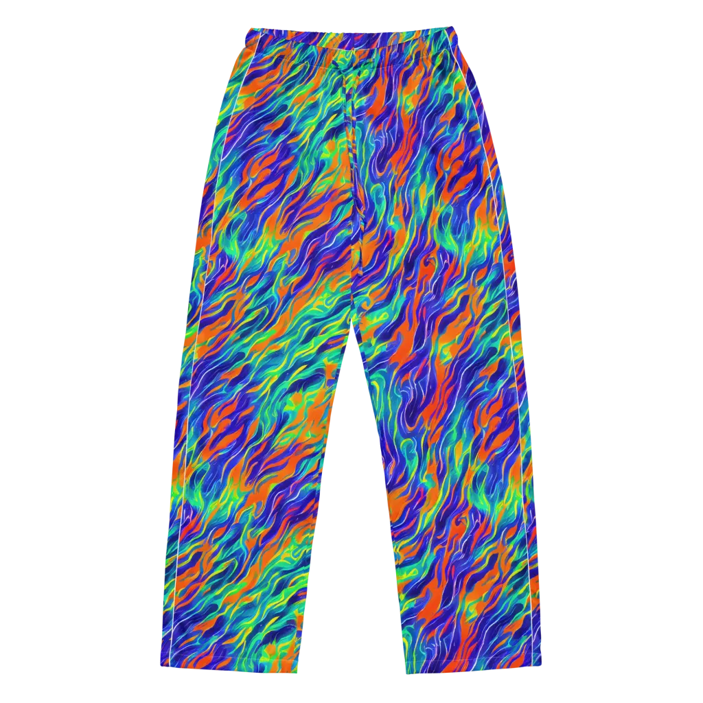 Blue Flame Motion on Women's Pajama Pants — Front