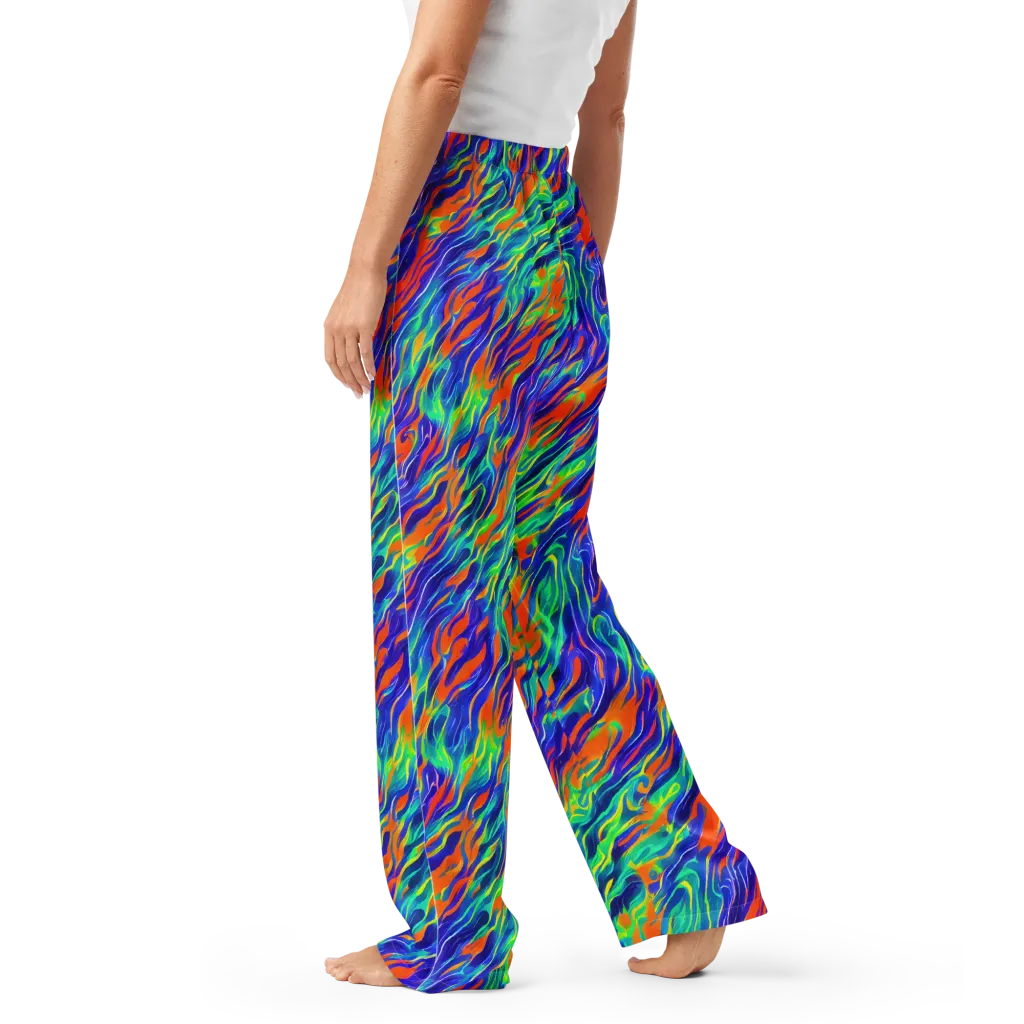 Blue Flame Motion on Women's Pajama Pants — Left