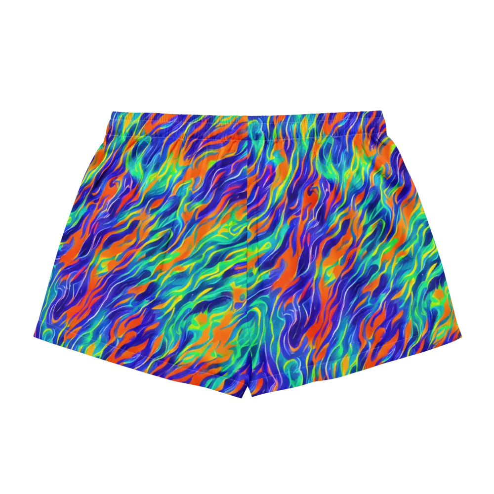 Blue Flame Motion on Women's Pajama Shorts — Back