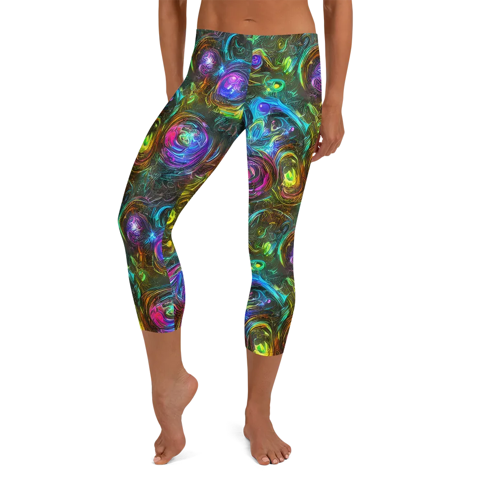 Chromatic Wildflower on Capri Leggings — Front