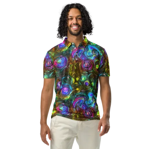 Chromatic Wildflower on a Men's Slim Fit Polo Shirt
