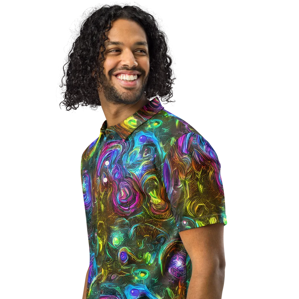 Chromatic Wildflower on Men's Slim Fit Polo Shirt — Left Front