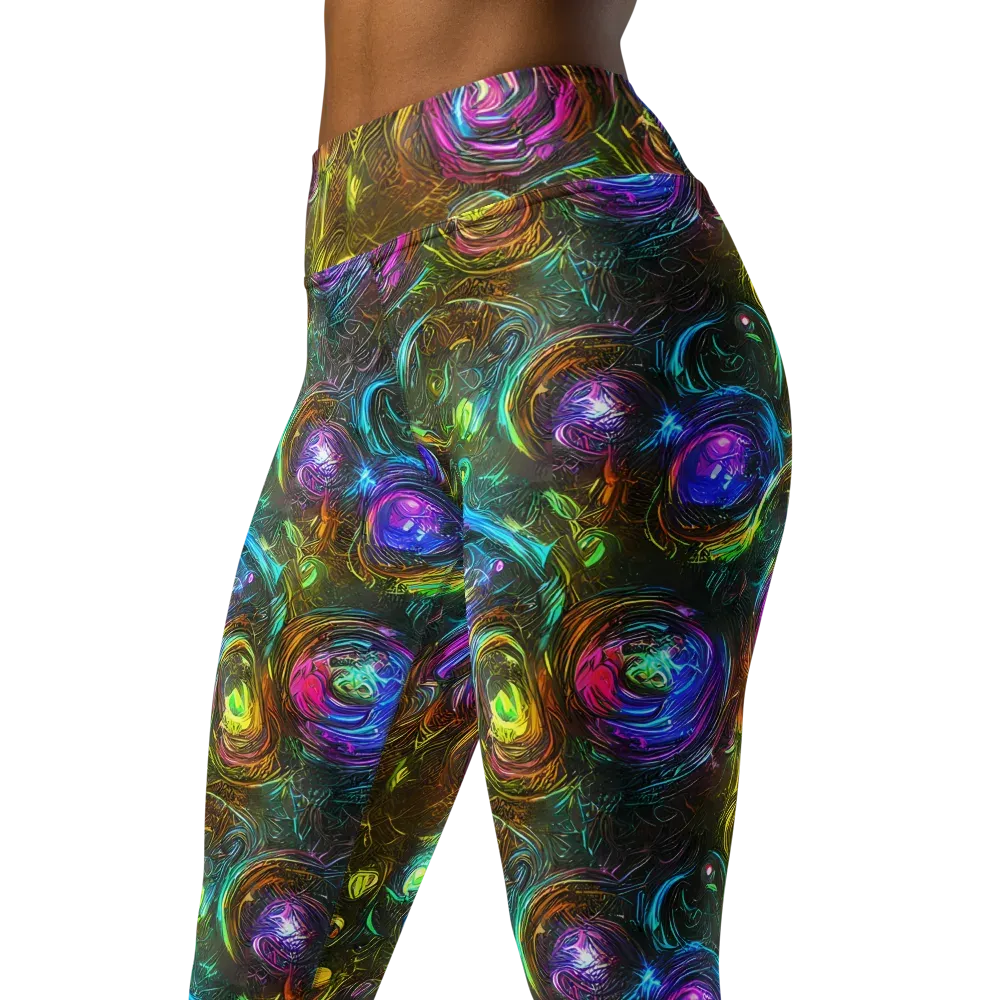 Chromatic Wildflower on Yoga Leggings — Left Front