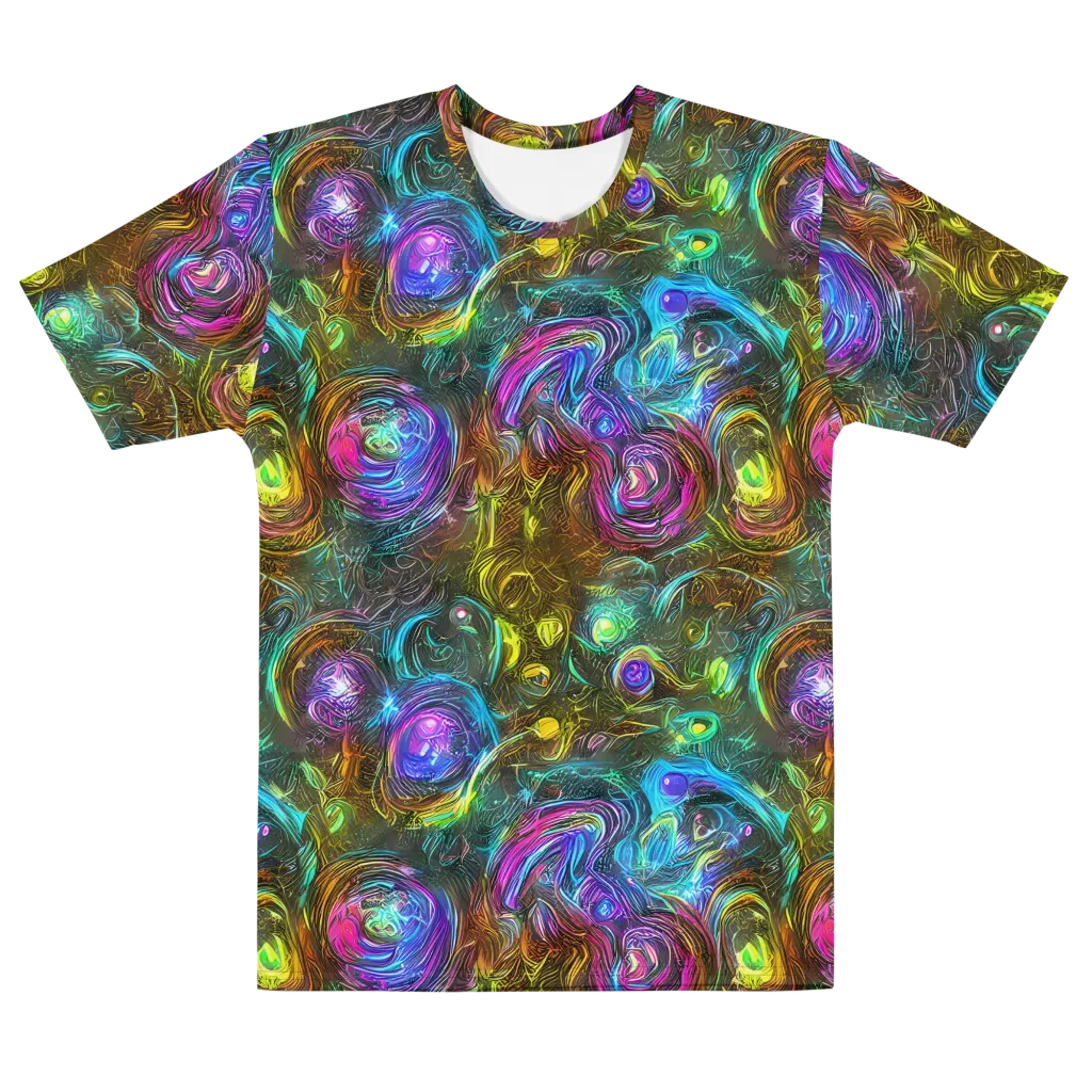 Chromatic Wildflower on Men's Cotton Crew Neck T-Shirt — Front