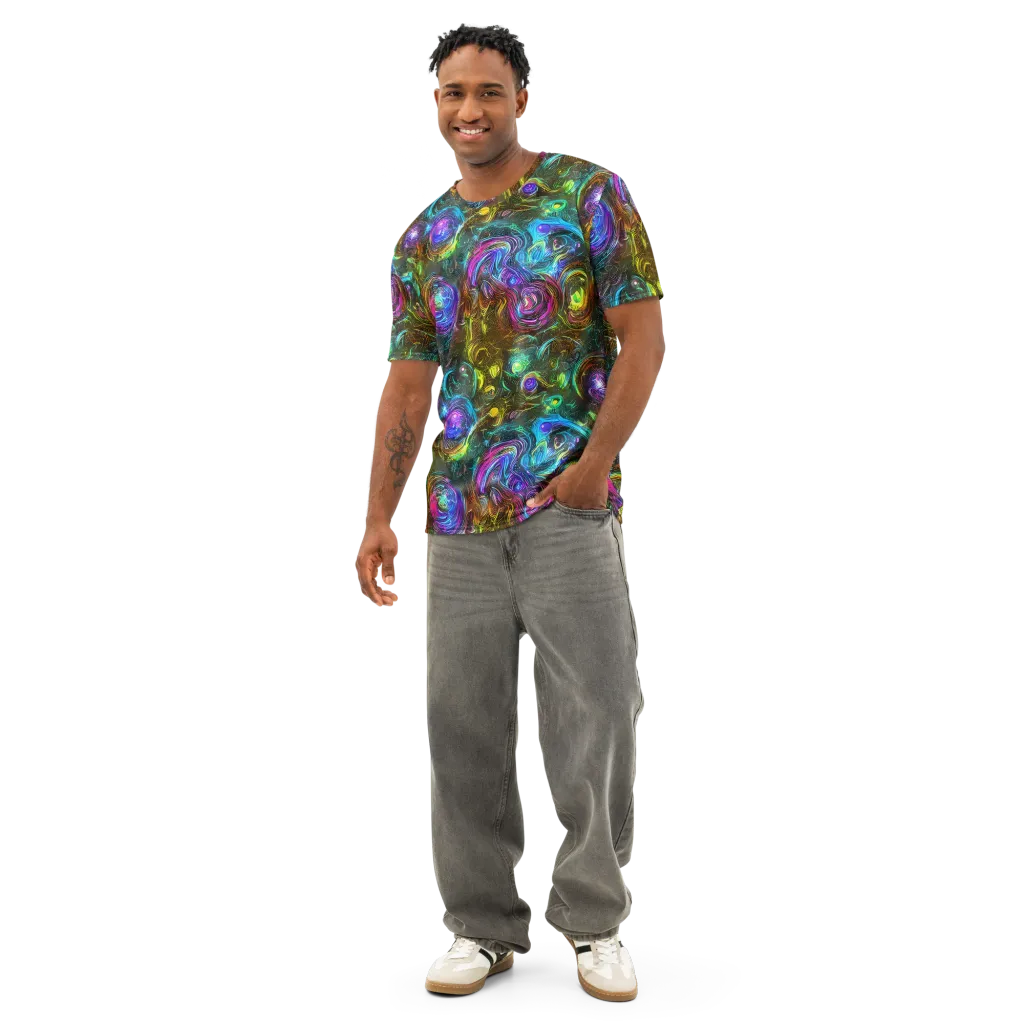 Chromatic Wildflower on Men's Cotton Crew Neck T-Shirt — Front