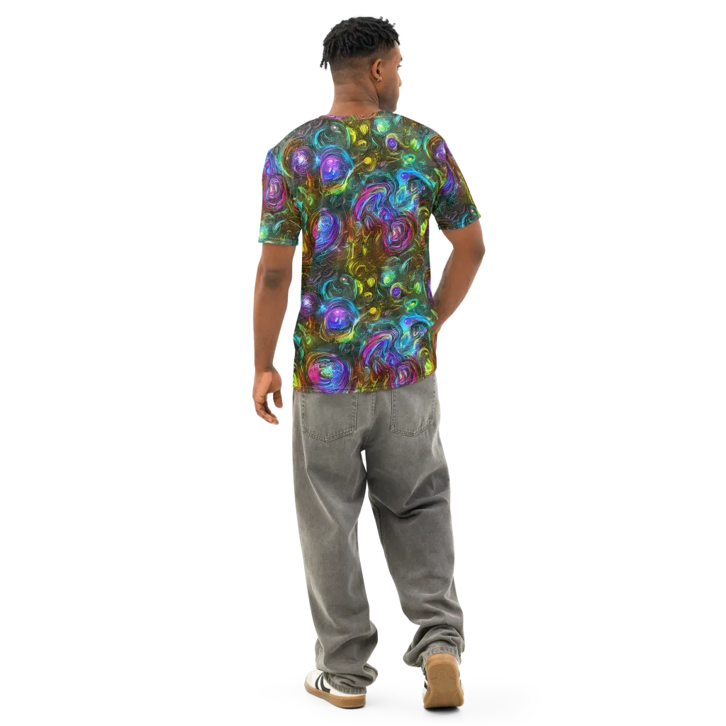 Chromatic Wildflower on Men's Cotton Crew Neck T-Shirt — Back