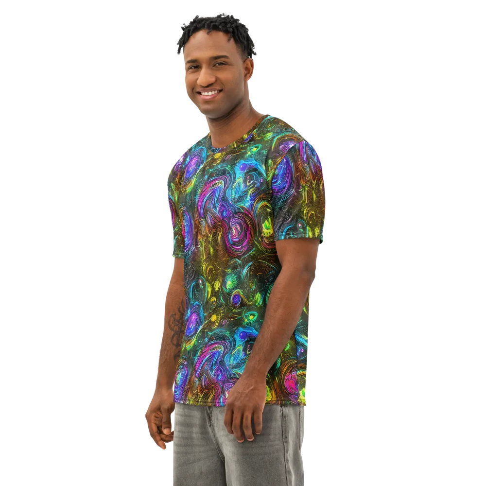 Chromatic Wildflower on Men's Cotton Crew Neck T-Shirt — Left Front