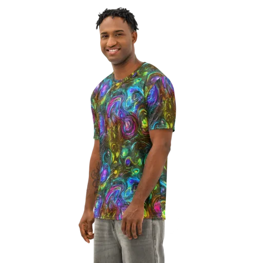 Chromatic Wildflower on a Men's Cotton Crew Neck T-Shirt