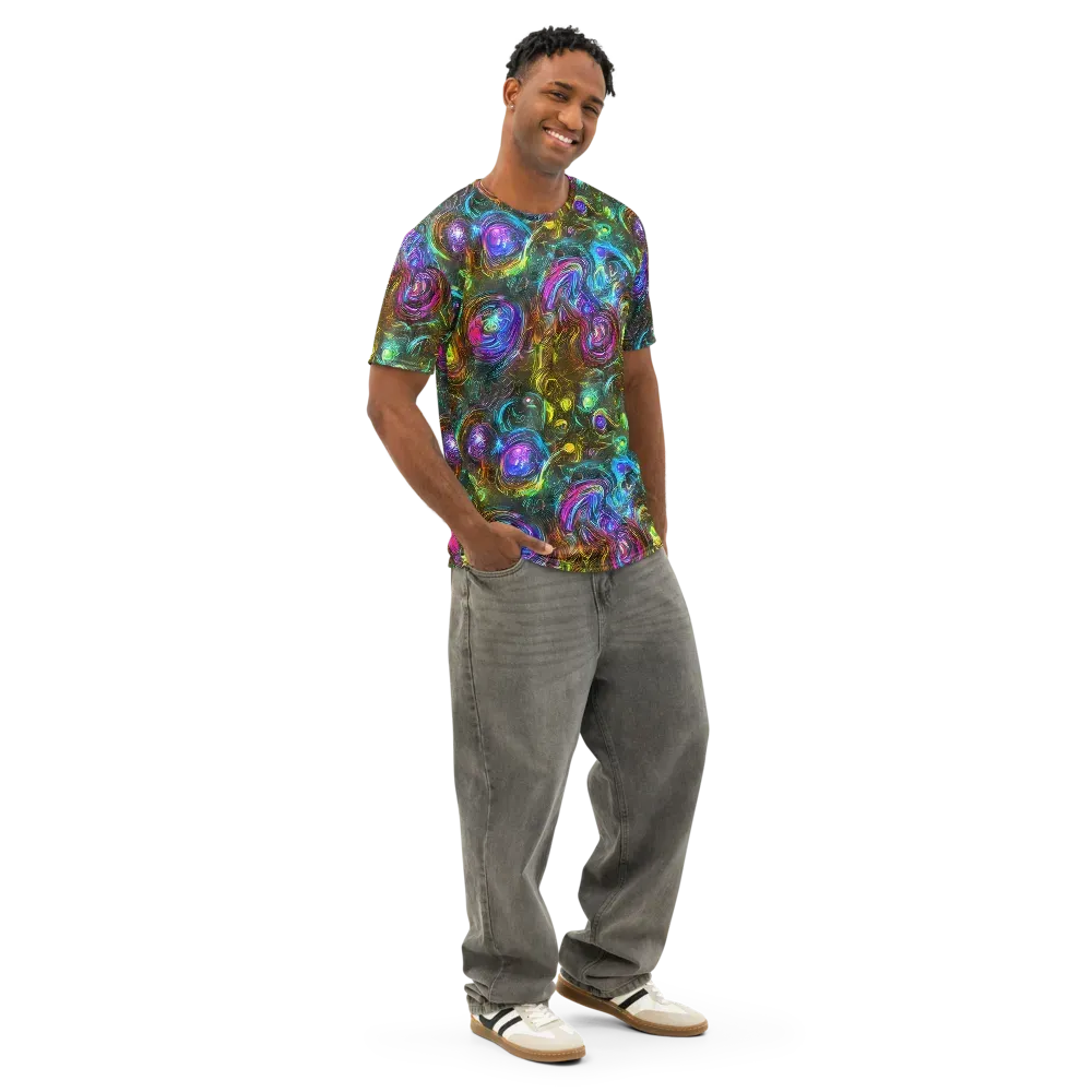 Chromatic Wildflower on Men's Cotton Crew Neck T-Shirt — Right Front