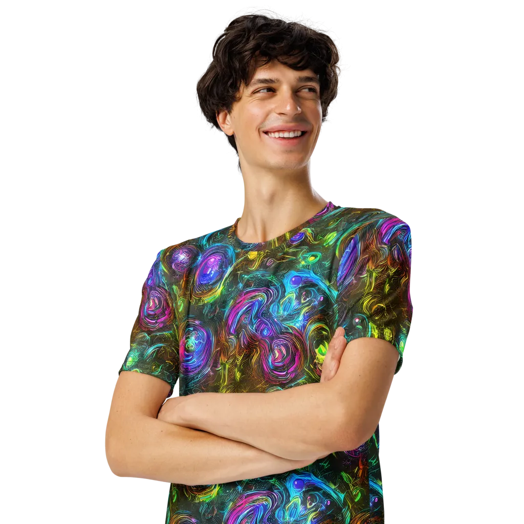 Chromatic Wildflower on Men's Crew Neck T-Shirt — Left Front