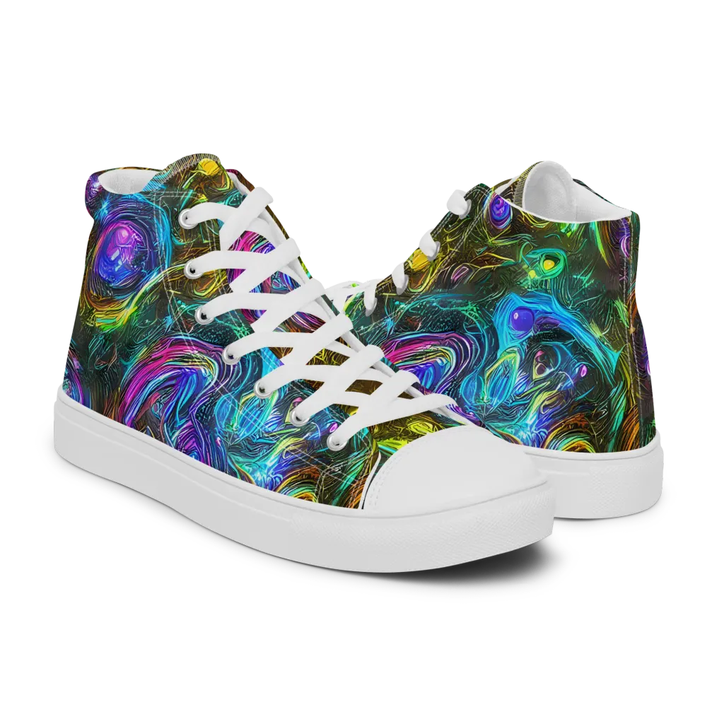 Chromatic Wildflower on Men's High Top Canvas Shoes — Right
