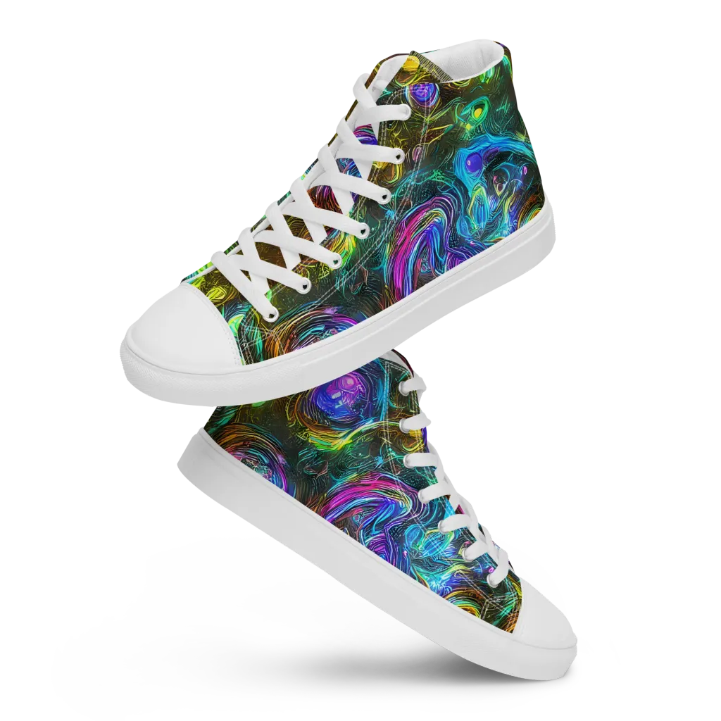 Chromatic Wildflower on Men's High Top Canvas Shoes — Front