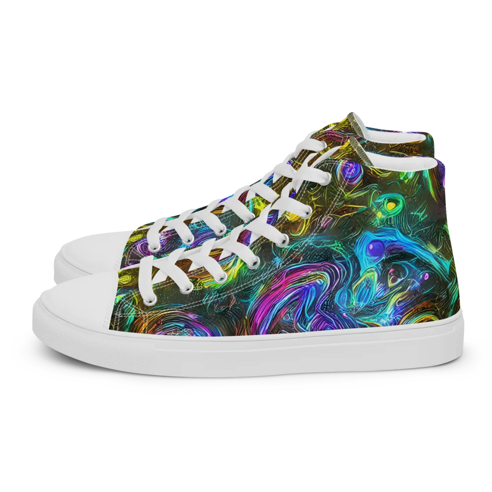 Chromatic Wildflower on Women's High Top Canvas Shoes — Left
