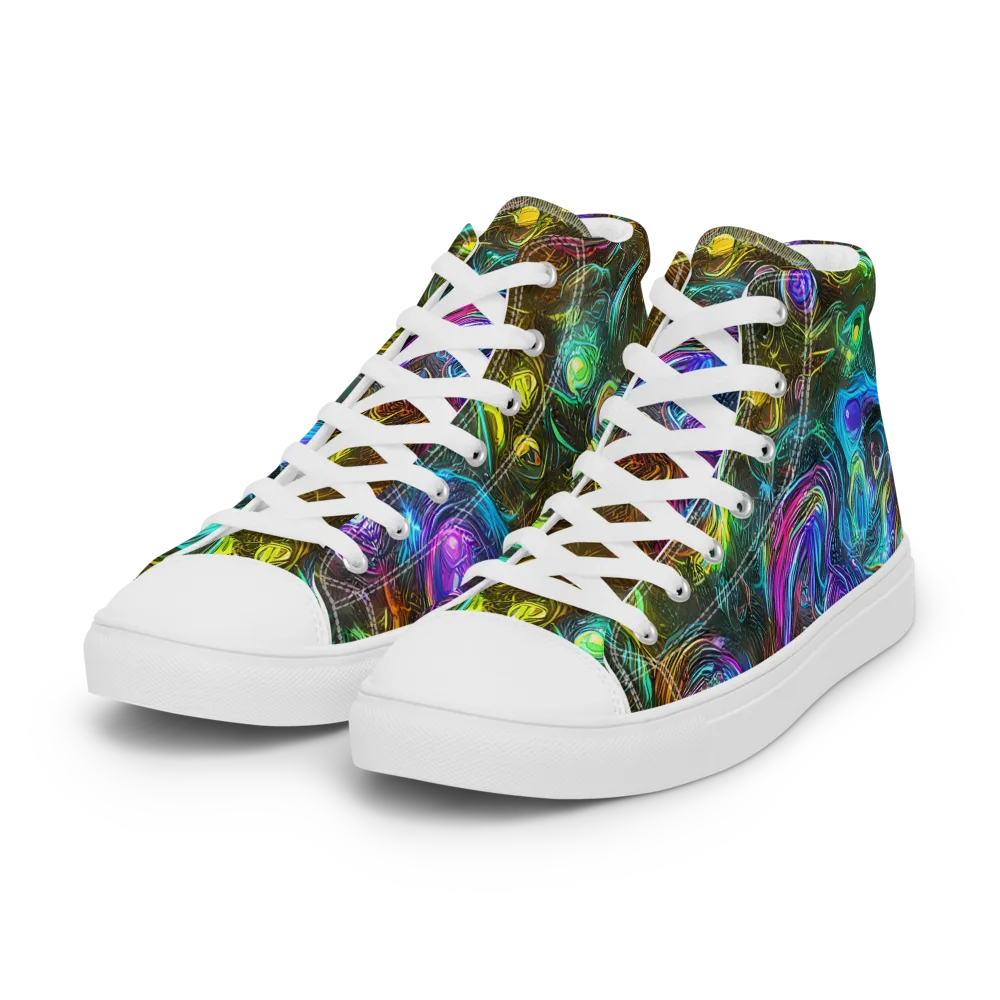 Chromatic Wildflower on Women's High Top Canvas Shoes — Left Front