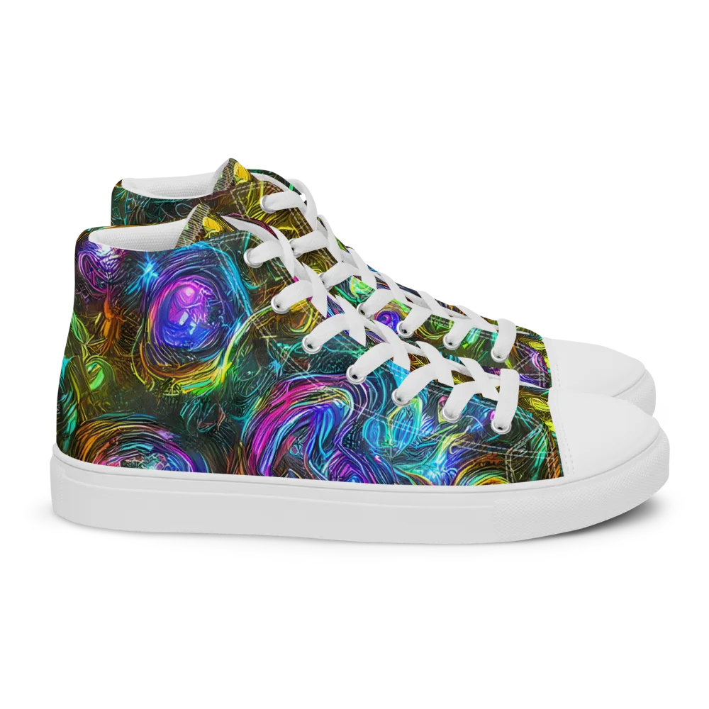 Chromatic Wildflower on Women's High Top Canvas Shoes — Right