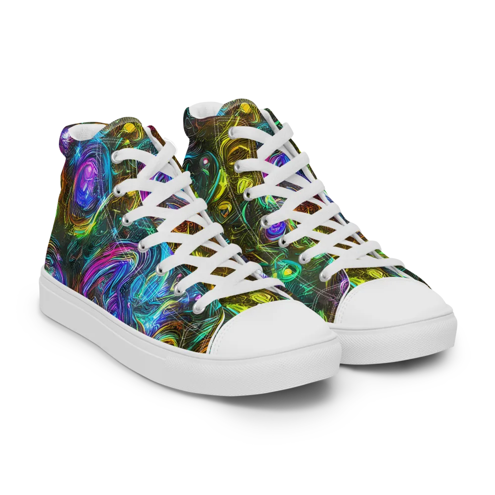 Chromatic Wildflower on Women's High Top Canvas Shoes — Right Front