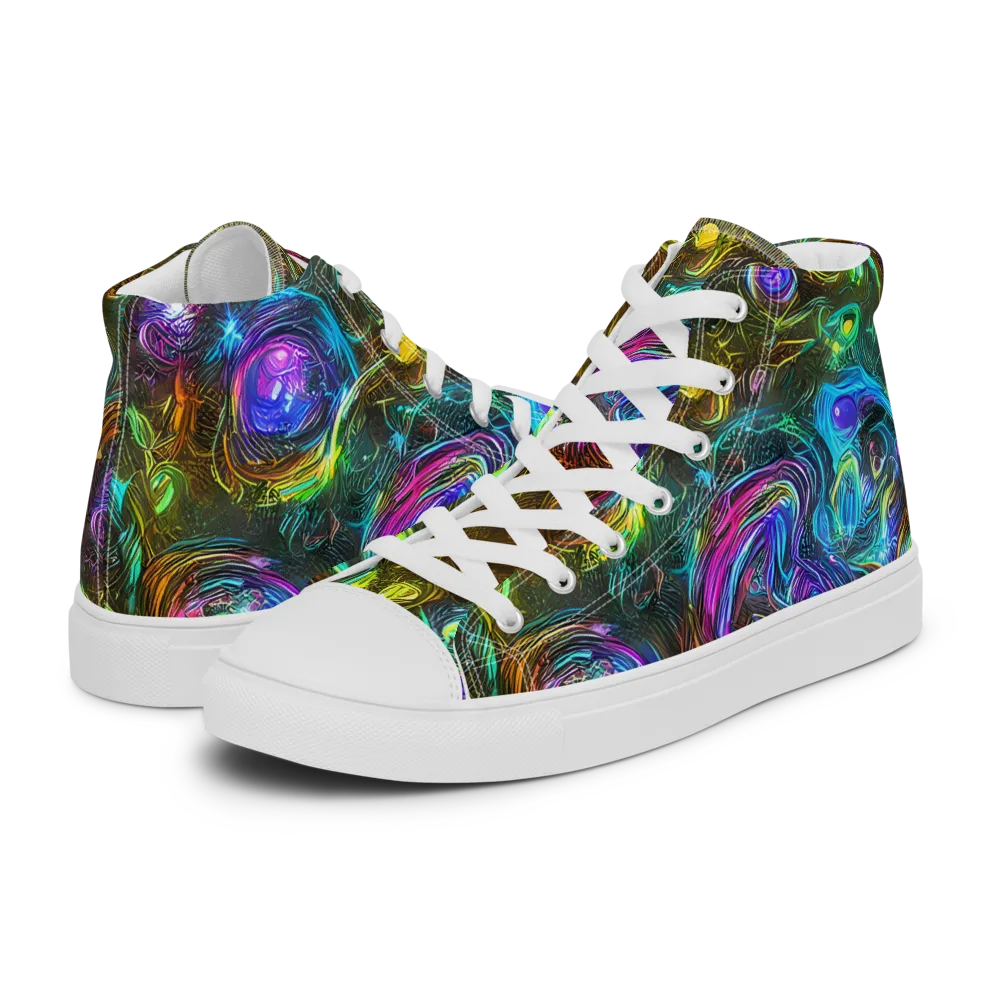 Chromatic Wildflower on Women's High Top Canvas Shoes — Left