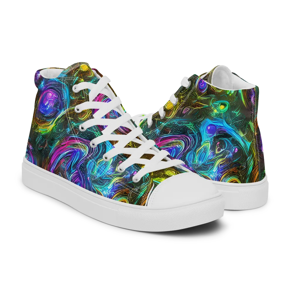 Chromatic Wildflower on Women's High Top Canvas Shoes — Right
