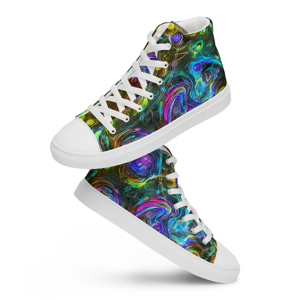 Chromatic Wildflower on Women's High Top Canvas Shoes — Front