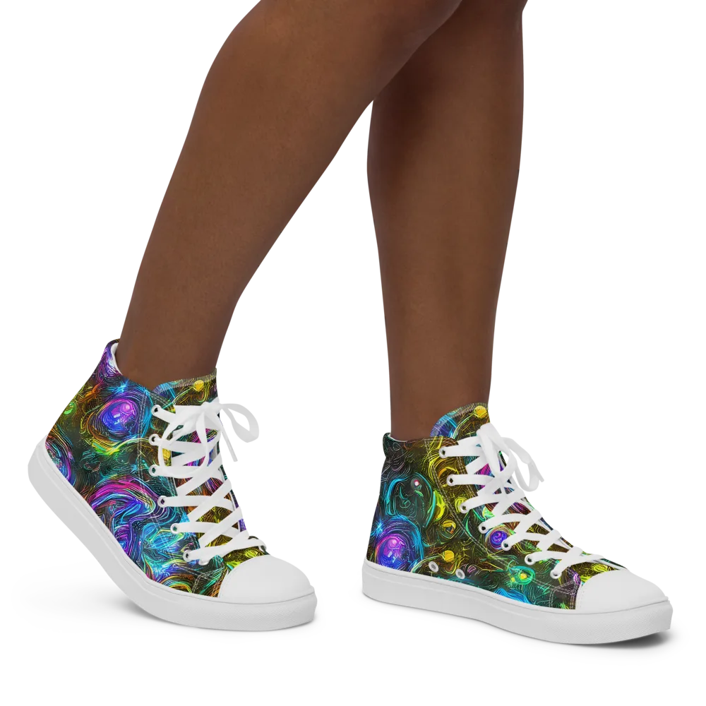 Chromatic Wildflower on Women's High Top Canvas Shoes — Right